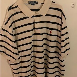 White and blue polo shirt